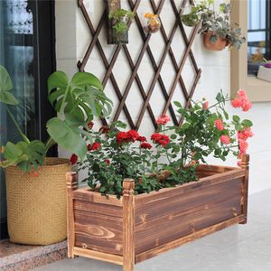 WISFOR lumenkasten dřevěný květináč záhonový truhlík na květiny pro balkon, zábradlí, dvůr, zahradu, 90x30x33cm