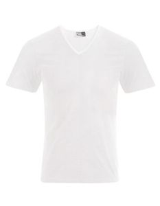 Slim-Fit V-Ausschnitt T-Shirt Herren, Weiß, M