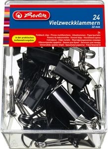 Herlitz skladacia spona 32 mm kovová 100 listov čierna krabica 24 ks