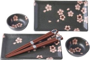 Súprava na sushi  Japan Black & Pink Sakura MIJ 6 ks