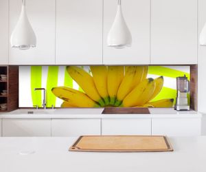 Aufkleber Küchenrückwand  Banane Bananen gelb Blätter Obst Gemüse Küche Kitchen    Küche Folie Fliesen Möbelfolie Spritzschutz 22А1251, Höhe x Länge:70cm x 200cm