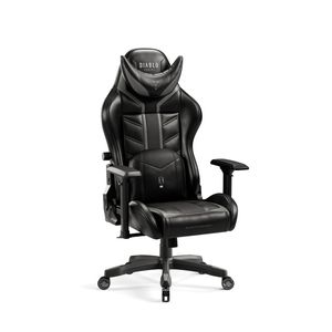 Diablo X-Ray Gaming Stuhl Bürostuhl Schreibtischstuhl 4D Armlehnen Ergonomisch Kunstleder Belastbarkeit bis 150 kg Farbe: Schwarz-grau, Größe Normal