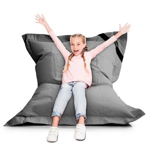 LAZY BAG Original Indoor & Outdoor Sitzsack XL 250 Liter Riesensitzsack Junior-Sitzkissen Sessel für Kinder & Erwachsene 160x120 - Grau