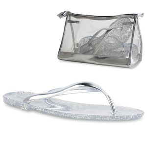 Mariamare Dámské sandály Toe Separators + Cultivar Metallic Glitter Shoes 837647, Barva: stříbrná, Velikost: 40