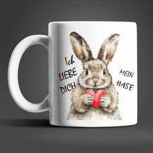 Hase Bunny Ich Liebe Dich Valentinstag Kaffeetasse Teetasse Tasse Geschenkidee – Hase-02