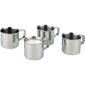 APS Milchkännchen 4er-Set, kleine Kännchen für Kaffeesahne/Milch, Sahnegießer, Inhalt à 25 ml, Edelstahl Artikel: Ø 3,5 cm,H: 3,5 cm