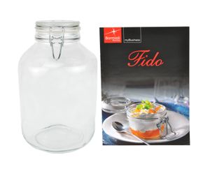 Einmachglas Bügelverschluss Original Fido 5,0L Vorratsglas Aufbewahrung incl. Bormioli Rezeptheft