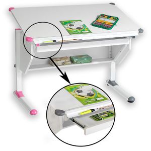 Kinderschreibtisch PHILIPP in weiß - mit Schublade höhenverstellbar, neigbar - Schreibtisch für Schüler