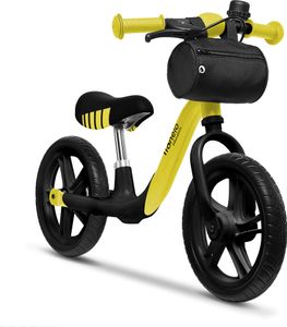 LIONELO Arie Laufrad Kinder Fahrrad bis 30 kg, Sattel und Lenker einstellbar, Handbremse, 12 Zoll Eva, Schaumräder, Metallrahmen, Fußstütze, Tasche, EN 71