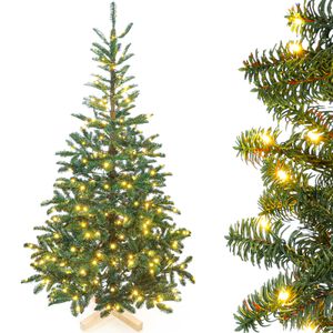 Yorbay 180cm Künstlicher Weihnachtsbaum Nordmanntanne mit Beleuchtung LED Tannenbaum für Weihnachten-Dekoration, aus PE und PVC, mit Holzständer Grün