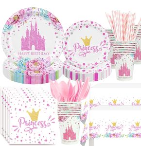 Premium Party Set Prinzessin Princess Schloss Kindergeburtstag Geburtstag 81 tlg. rosa Mädchen