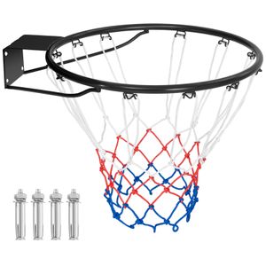 COSTWAY Ø45cm Basketballkorb Indoor, Mini Basketball Korb mit Ring & Netz, für Tür & Wandmontage Schwarz