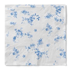 Sovie HOME Serviette Bonnie in Blau aus Tissue 33 x 33 cm, 3-lagig, 20 Stück - Floral Streublumen