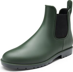 DREAM PAIRS Gummistiefel Herren Halbhoch Chelsea Boots Arbeitsschuhe wasserdichte Stiefel,Size 43,Olivengrün,SDRB2401M-E