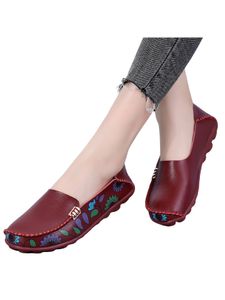 Damen Flats Klassische Loafers Driving Casual Schuhe Atmungsaktiv Komfort Walking Freizeitschuhe Rot,Größe:EU 36