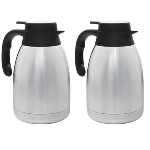 2er Set Thermoskanne Kaffeekanne Edelstahl 1,5 Liter Isolierkanne Teekanne Thermo Kaffee Tee Kanne Einhandautomatik