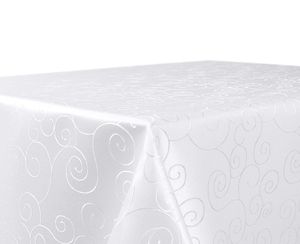 BEAUTEX Ornamente Tischdecke Weiß; 160x160 cm Rund - Lotuseffekt - pflegeleichte Tischwäsche;  Fleckenabweisen & Bügelfrei