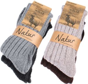 BRUBAKER 4 páry kašmírových ponožek pro muže a ženy - teplé ponožky s 48 % ovčí vlny a 40 % kašmíru, šedobéžové, hnědé a antracitové, velikost: 39-42