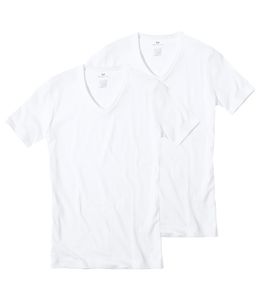 2er Pack Götzburg T-Shirts V-Neck Shirt kurzarm Feinripp, Farbe:Weiß, Größe:M, Artikel:-2er Pack V-NECK weiß