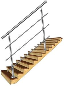 NAIZY Edelstahl Handlauf Geländer mit 2 Pfosten für Brüstung Treppen Balkon (100 cm, 3 Querstreben)