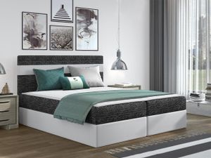 Hotelová manželská postel 140x200 SESKARO - černá / bílá  + topper