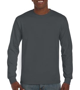 Gildan Herren Langarmshirt T-Shirt Pullover Baumwolle Long Sleeve Top, Größe:M, Farbe:Charcoal