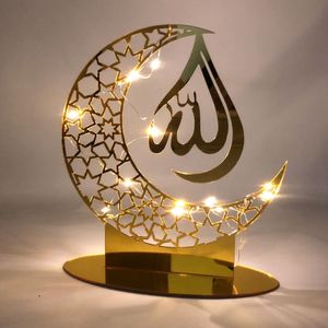 Ramadan Eid Mubarak Dekorationen,Gold Acryl Tischdeko Ramadan mit LED Licht,Muslim Dekoration,Ramadan Dekoration, Wohndekoration