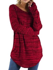 Damen Langarmshirt Lose Pullover Rundhalausschnitt Oberteile Lang Sweatshirt Tops Rot,Größe:EU 4XL