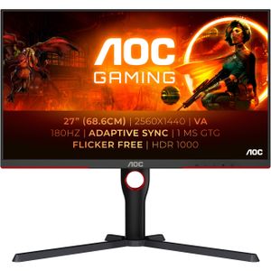 AOC Q27G3XMN/BK 27" IPS Gaming Monitor 2560 x 1440 180Hz 1ms 1x Displayport 2x HDMI - 13 cm - 27"