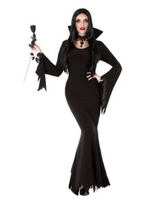 Edle Gothic-Dame Kostüm für Halloween schwarz
