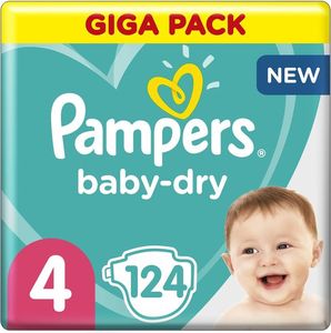 Pampers Baby-Dry – Größe 4 (9–14 kg) – 124 Windeln – Gigapack