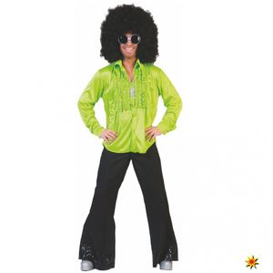 Rüschenhemd Hemd 70er Jahre Karneval Disco grün 52-54