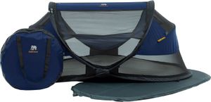 DERYAN Baby Luxus Reisebett inklusive selbst aufblasbarer Matratze - Marineblau