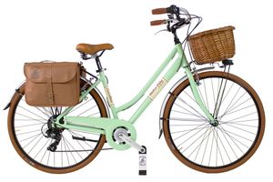 Dolce Vita by Canellini Fahrrad Citybike Frau Aluminium mit Korb und Tasche - Hellgrun 50