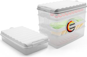 BigDean 5 Stück Aufschnittboxen für Kühlschrank Größe 3x L + 2x XL– Aufbewahrung von Wurst, Käse u.v.m. – stapelbare Aufschnittdosen  Germany