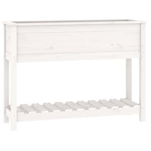 vidaXL Sadzarka z półką biała 111,5x34,5x81 cm lite drewno sosnowe