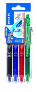 PILOT Tintenroller FRIXION BALL CLICKER 07 Set2Go 4er Etui schwarz rot blau grün