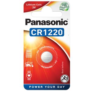 Panasonic CR1220 Nicht wiederaufladbare Lithium-Knopfzelle, 3V, 35mAh, Packung mit 1 Stk.