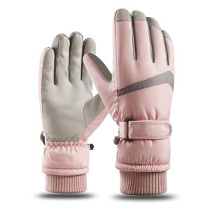 Dámské zimní rukavice pro dívky, zimní rukavice s dotykovým displejem, voděodolné termální rukavice pro ženy Sněhové rukavice pro lyžování Běh Snowboarding Turistika Outdoor, ROSA