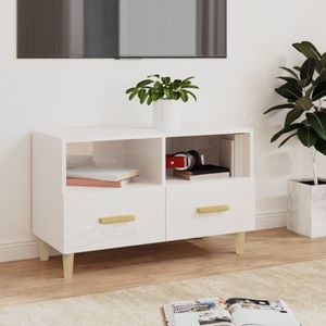 vidaXL TV-Schrank Hochglanz-Weiß 80x36x50 cm Holzwerkstoff