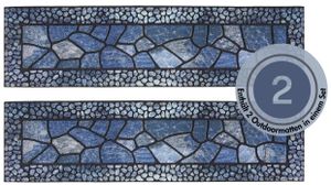 Stufenmatten 2er Set Blau - Outdoor Gummi - 24 x 90 cm - Treppenschutz Treppenmatte - Mosaik Muster Bunt