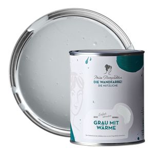 MissPompadour abwaschbare Wandfarbe Grau mit Wärme 1L - hohe Deckkraft - matte, scheuerbeständige Innenfarbe - geruchsarm, wasserbasiert, ergiebig - Die Nützliche