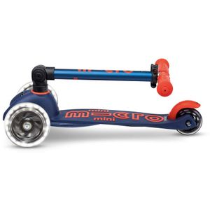 Mini Micro DELUXE Scooter foldable LED navy blue  2-5 Jahre bis 50 kg