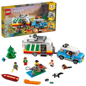 LEGO 31108 Creator 3-in-1 Campingurlaub Spielset mit Auto, Wohnmobil, Campingbus, Leuchtturm, Sommer-Bauspielzeug