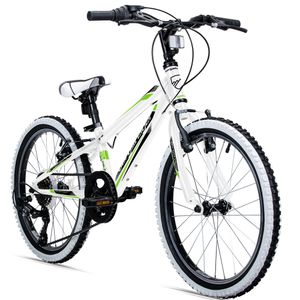 Bergsteiger Kansas 24 Zoll Kinderfahrrad, geeignet für 8, 9, 10, 11 Jahre, Shimano 6 Gang-Schaltung, Mountainbike mit Weißwandbereifung, Jungen-Fahrrad, Mädchen-Fahrrad