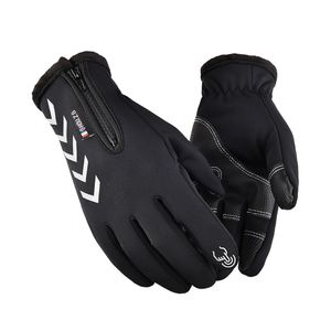 Touchscreen Handschuhe Herren Damen Thermo Warm Winter Wasserdicht Winddicht Fahrradhandschuhe mit Reißverschluss, Schwarz, XL