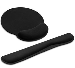 Gel-Pad-Mauspad und ergonomische Tastatur-Handballenauflage im Set, schwarz