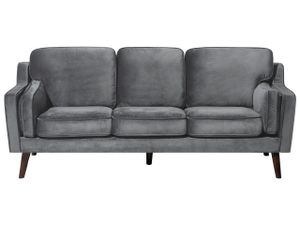 Sofa Grau Samtstoff 3-Sitzer Retro Minimalistisch Wohnzimmer