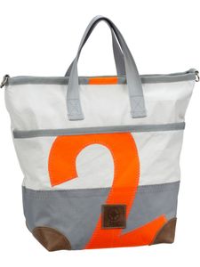 360 Grad Deern Mini Damen Handtasche Segeltuch weiß, Zahl orange