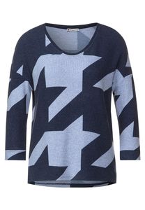 Street One Softes Shirt mit Muster, mighty blue melange